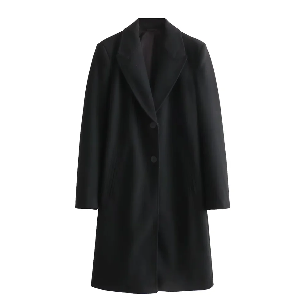 2024 British style two button mid length suit collar woolen coat available in plus size for autumn and winter women's wear