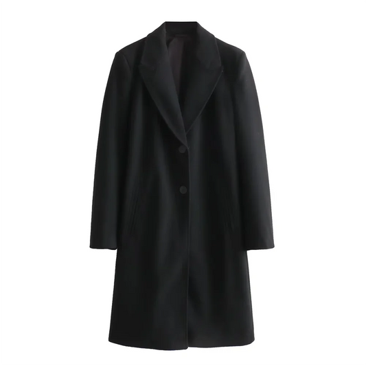2024 British style two button mid length suit collar woolen coat available in plus size for autumn and winter women's wear