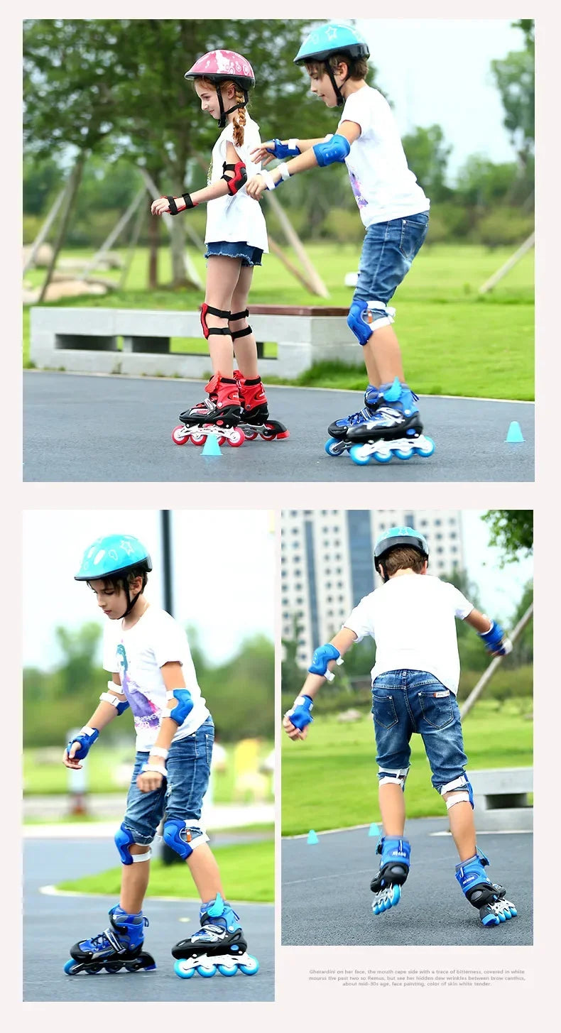 2025 Skating shoes, children's flash straight row roller skating shoes, roller skating shoes, adjustable for both men and women