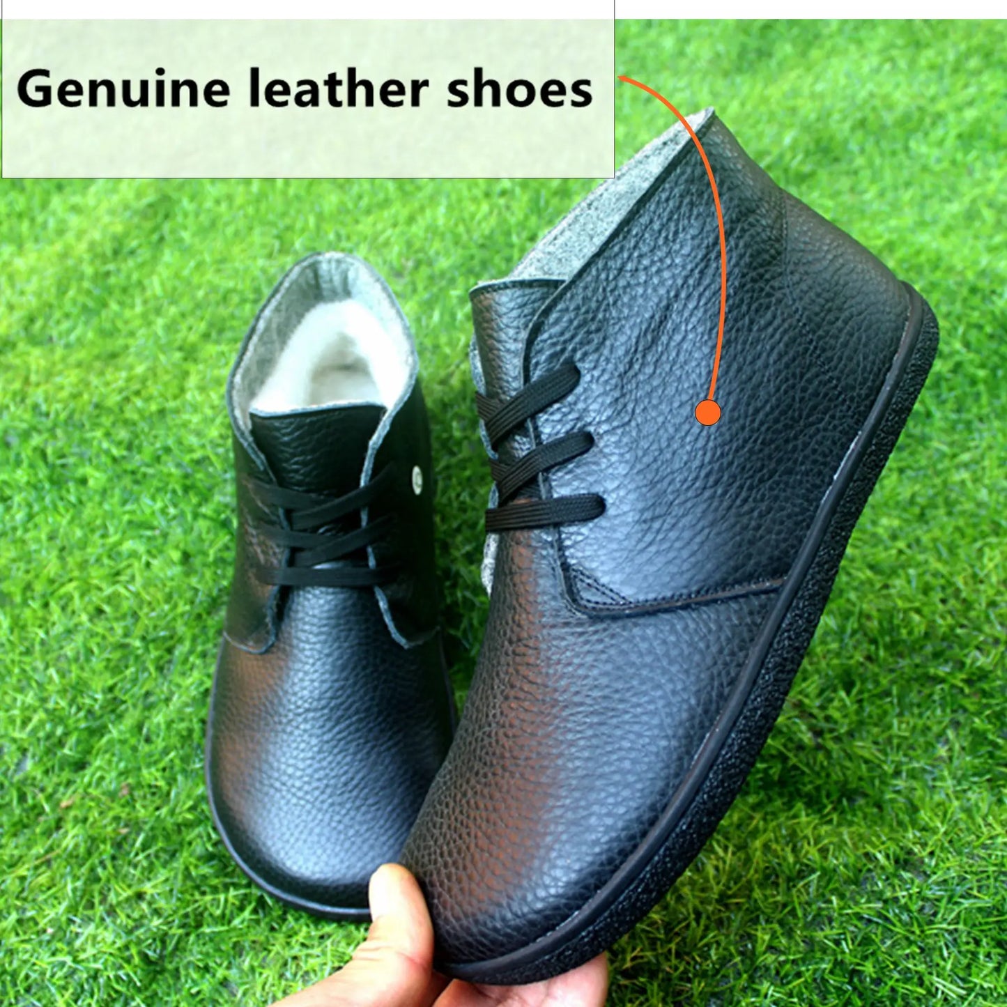 Barefoot Leather Boots With Wool Linning Inside For Women  man Zero Drop Wider Toes Box