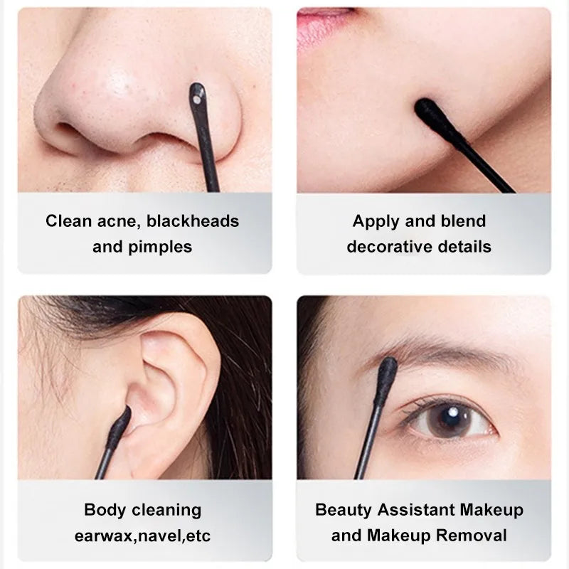 100/50Pcs Blackhead Remover Swabs Disposable Double-Headed Spiral Cotton Swab Individually Packaged Ear Picks Health Beauty Tool