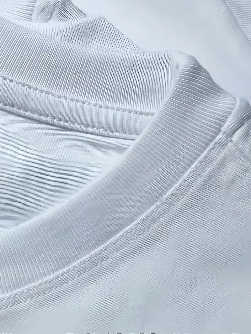 Men's 100% Pure Cotton Loose White Hoodie Round Neck Top Daily Comfortable Shirt Solid Color Loose and Versatile Casual