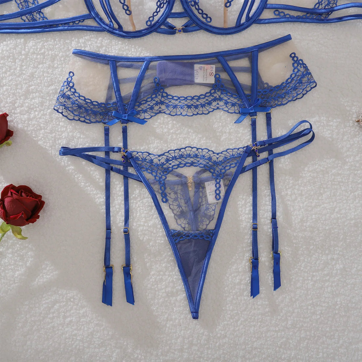 Lingerie Thongs Women's Underwear Set Woman 2 Pieces Fancy Lace Transparent Bra Erotic Pushup Sexy Fine Intimate