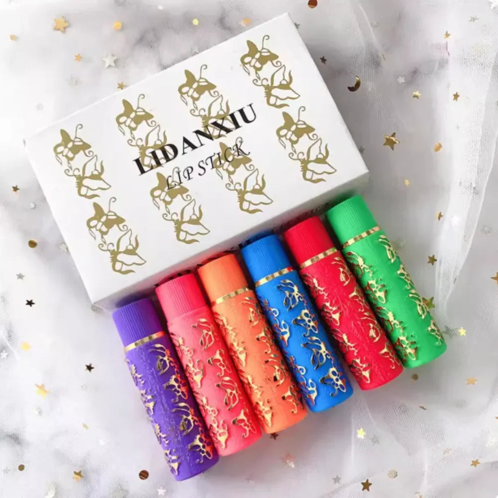 6Pcs/Set Waterproof Lipstick Sexy Lip Stick Color Mood Changing Matte Velvet Lip Gloss Long Lasting Moisturizing Lip Blam