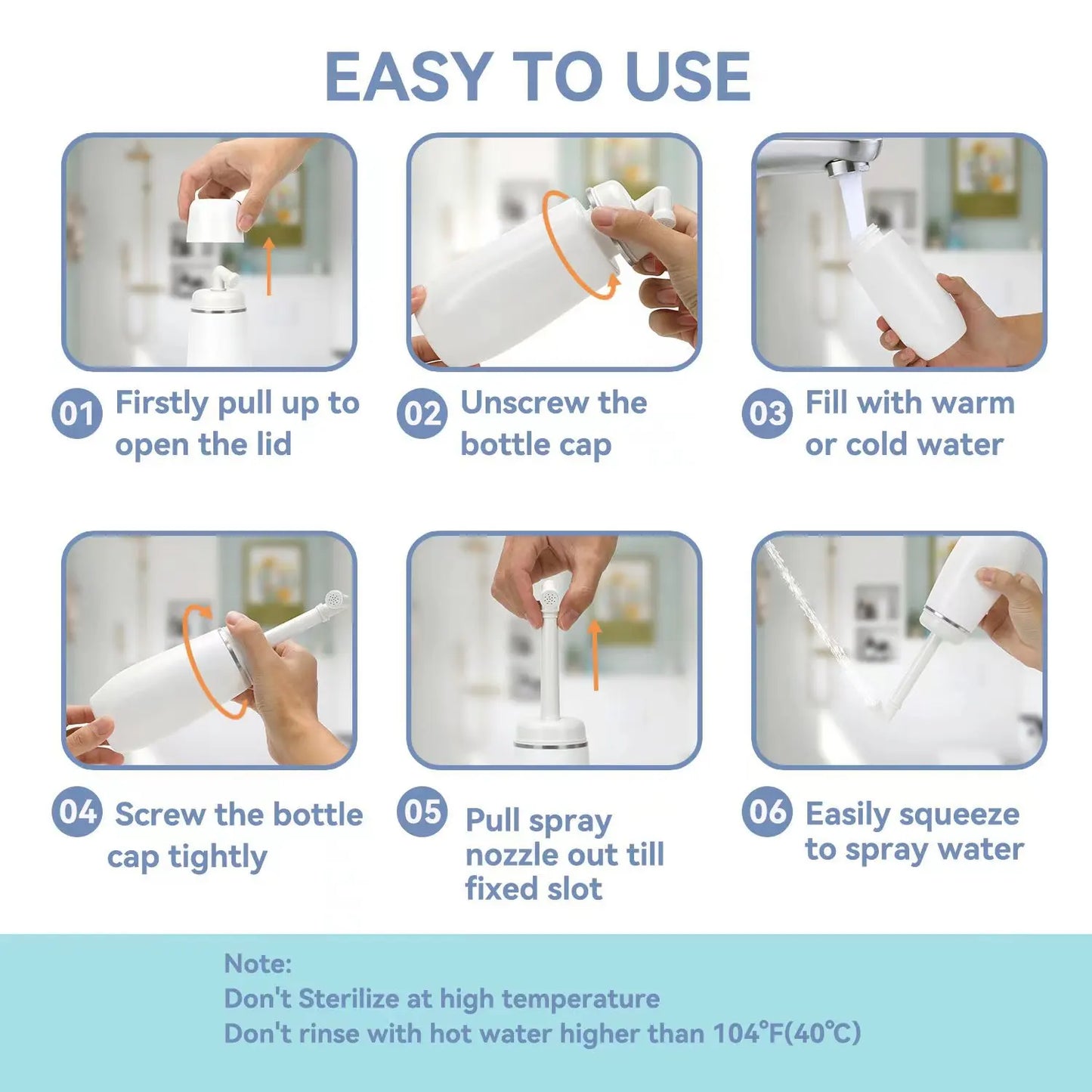 Portable Bidet - Travel Handheld Bidet Bottle with Retractable Spray Nozzle for Hygiene Cleansing Personal Care 400ml With Bag