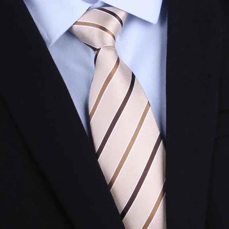 High Quality 100% Real Silk Tie For Men's Business Banquet Formal Shirt Accessories With Fashionable Striped Pattern 8CM Necktie