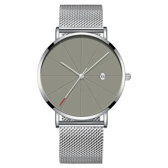 Ultra-Thin Men's Quartz Watch | Stainless Steel Mesh Minimalist Business Watch
