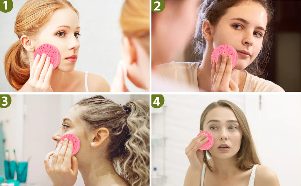 25pcs Compress Face Wash Puff Natural Wood Pulp Sponge Face Wash Puff Foaming Face Puff Cosmetic Puff Face Cleansing Sponge