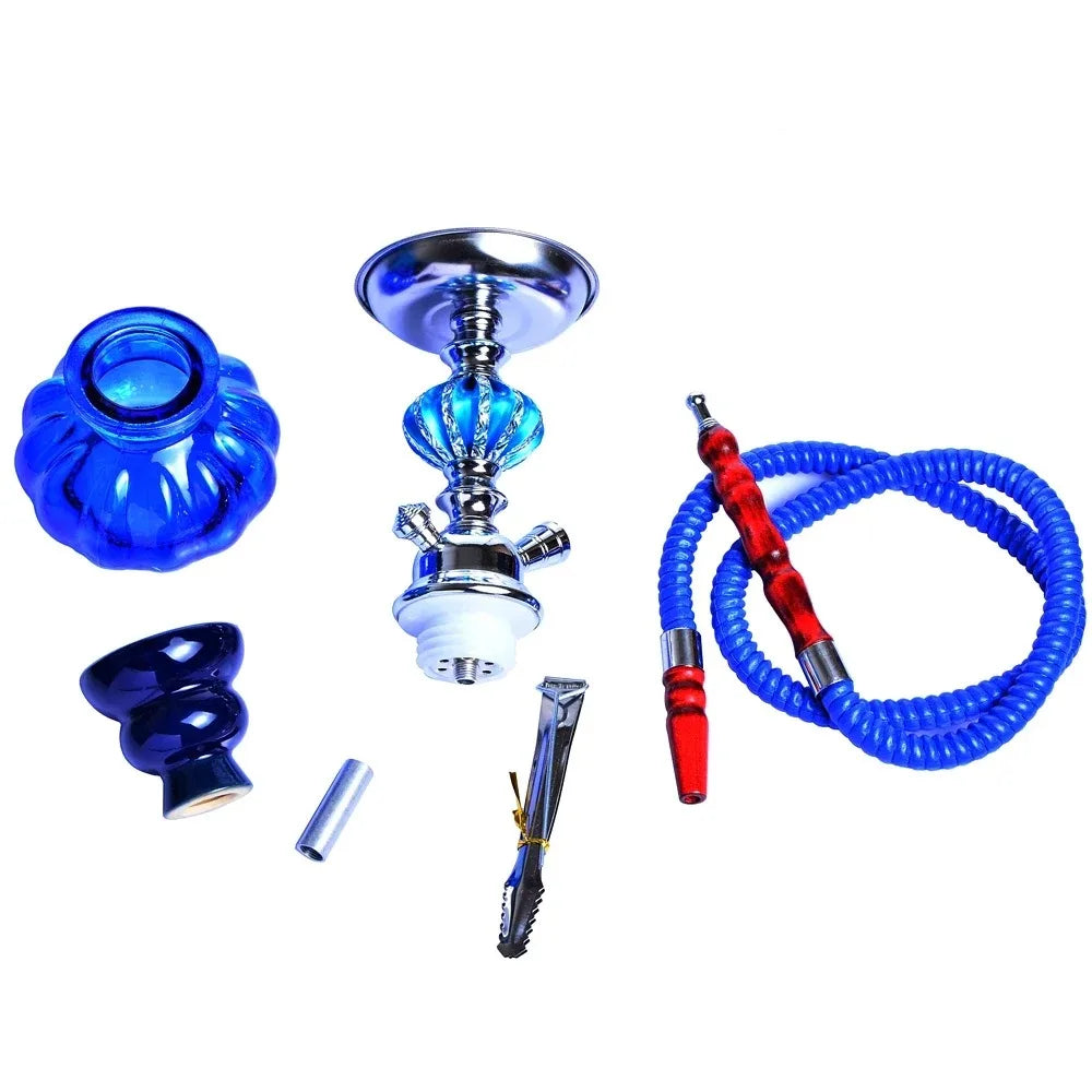 Glass Hookah Set with Ceramic Shisha Bowl Imitation Leather Hose Metal Charcoal Tongs Accessories Chicha Narguile Sheesha Set
