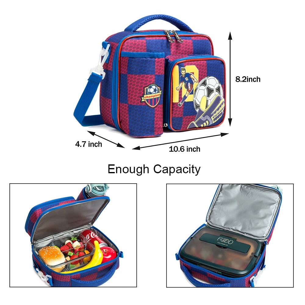 Primary School Lunch Bags for Children Complete Kit Handbags for Boys Lunch Box With Bottle Pockets Lunch Accesorios for Kids