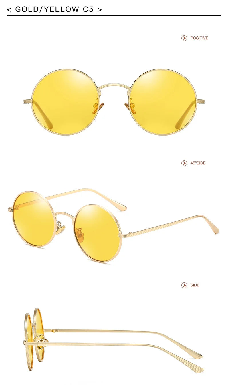 Men Polarized Sunglasses Retro Punk Style Metal Small Round Frame Sunblock Sun Glasses Drive Sports Outdoor Travel Eyewear T251