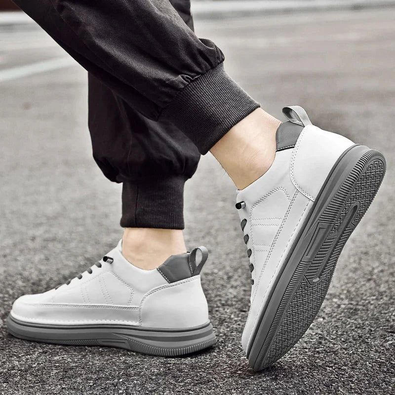 Spring Autumn Men's Inner Heightening Shoes Leather Sports Casual Shoes Invisible Height Increasing Shoes Men Sport Elevator 8CM
