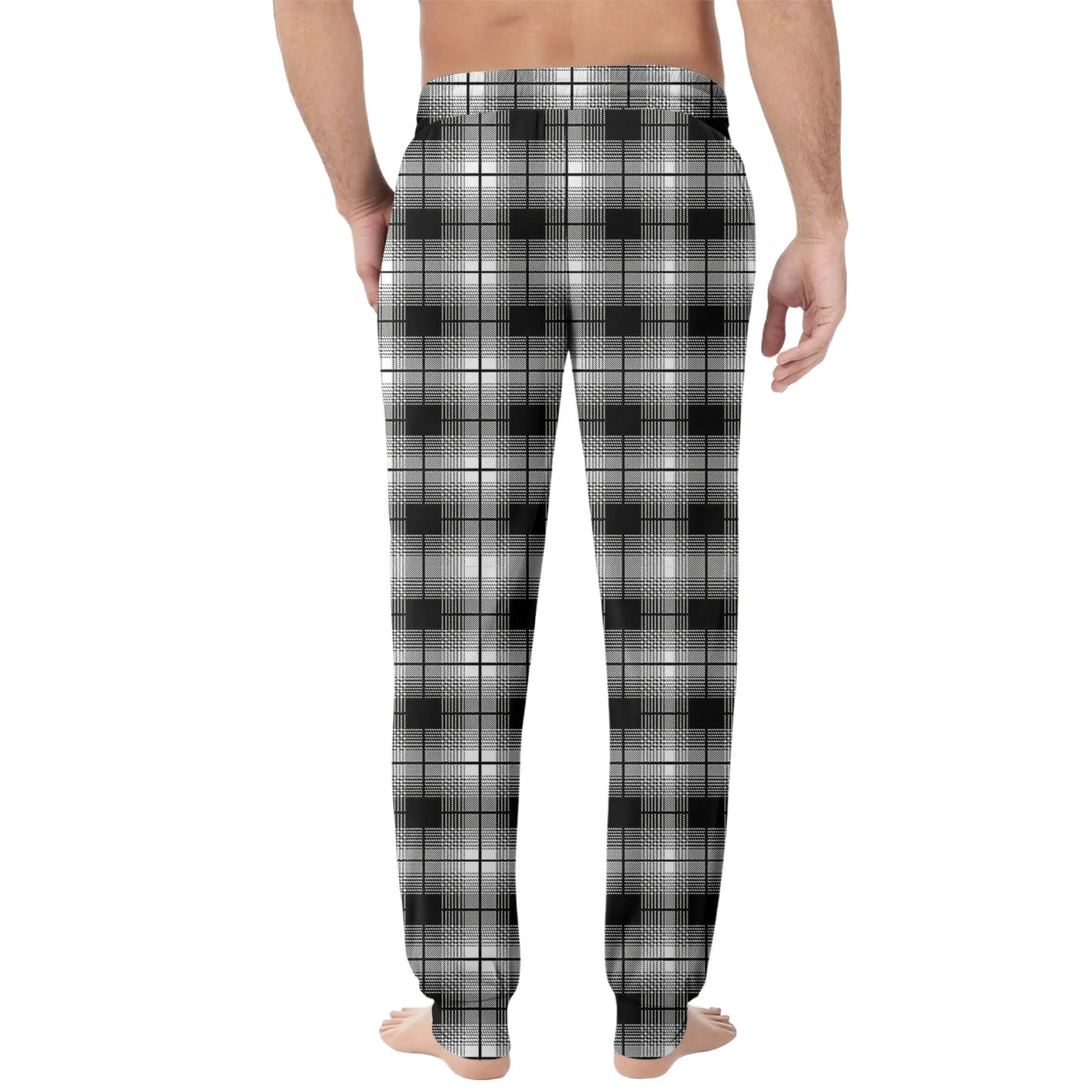 Men'S Plaid Casual Pants Checkered Pattern Cuffed Design Comfortable Fabric Suitable Daily Wear All Seasons Trendy Pajama Pants