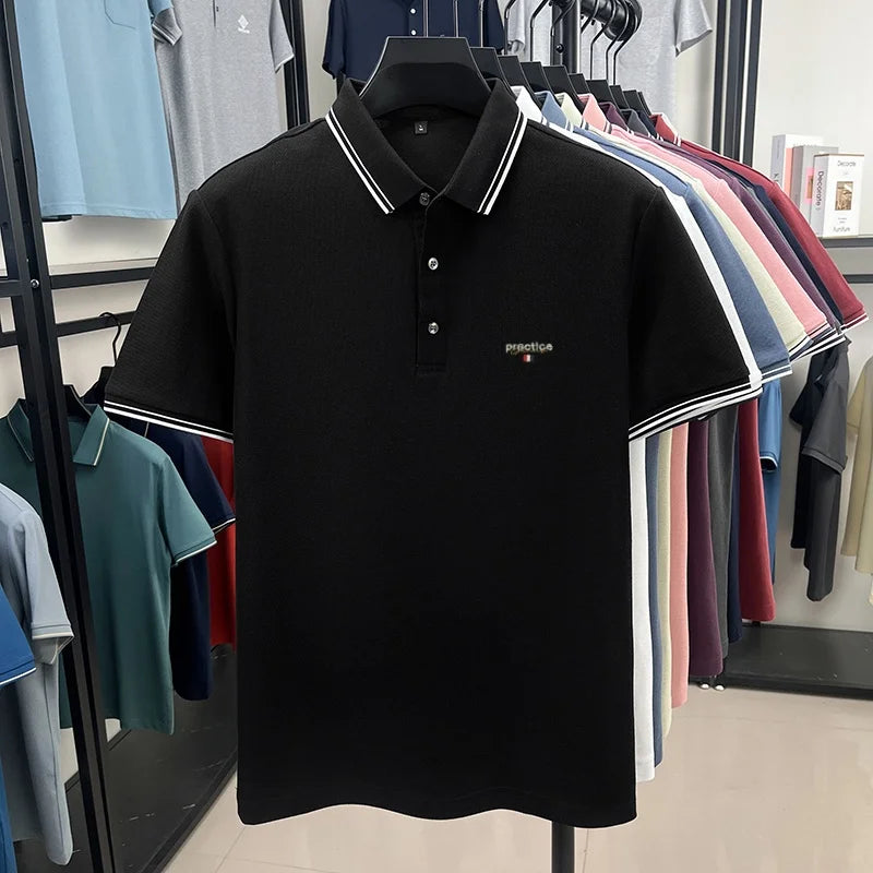 100% pure cotton men's highend brand customized new embroidered short sleeve polo shirt summer casual comfortable breathable top