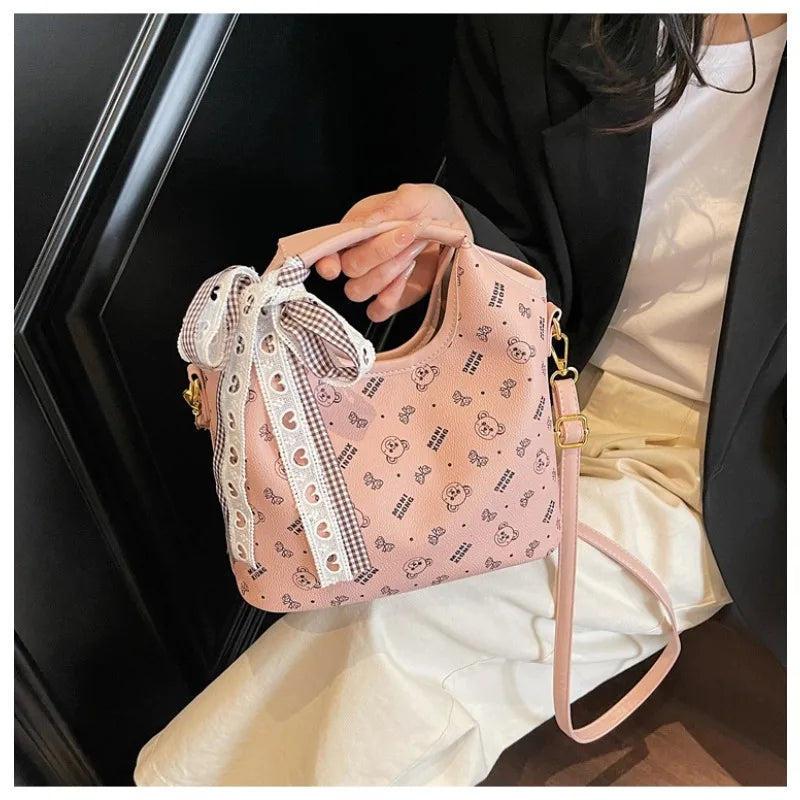 Popular bags for women, new fashionable French printed armpit tote bag, minimalist handbag, diagonal cross bag