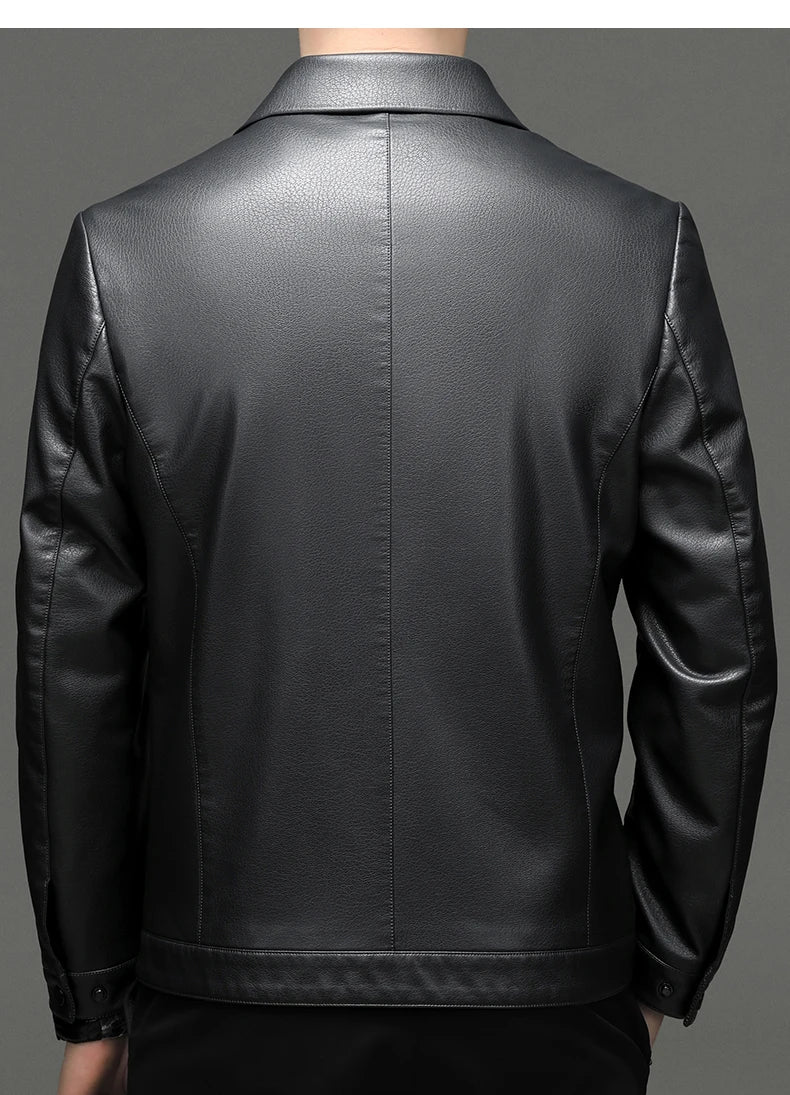 YN-335 Men's Lapel Jacket Natural Leather  Jacket Spring and Autumn Sheepskin Jacket Men