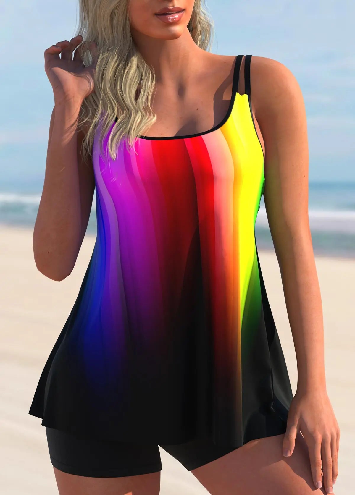 Two-piece Bikini Swimsuit for Women Summer Sexy Tankini  Patchwork Multi-Color Sexy Bikini  Vacation Swimsuit Summer Beachwear