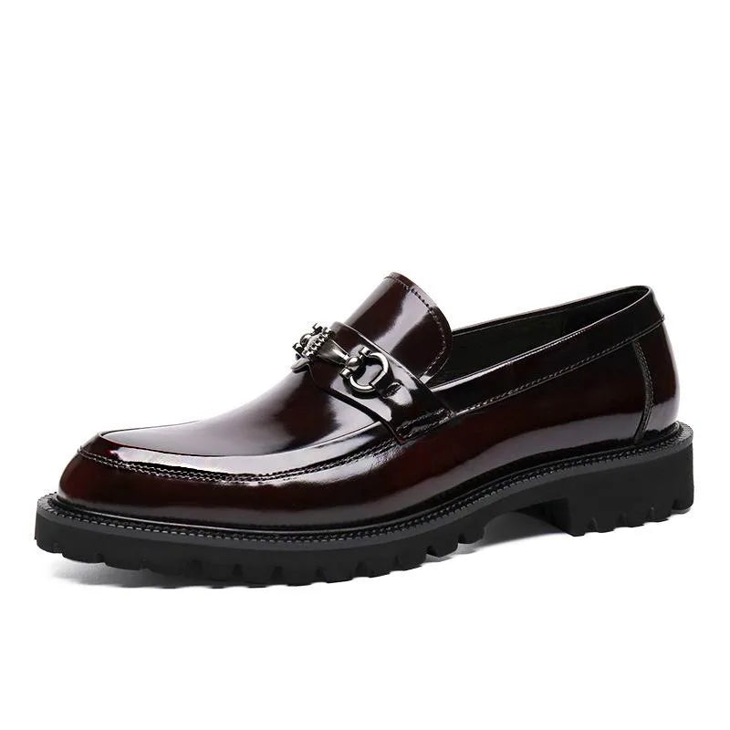 Men's Dress Leather Shoes Horse Street Buckle High Quality Men's Oxford Shoes Wedding Party Office Formal Shoe Large Size 38-48