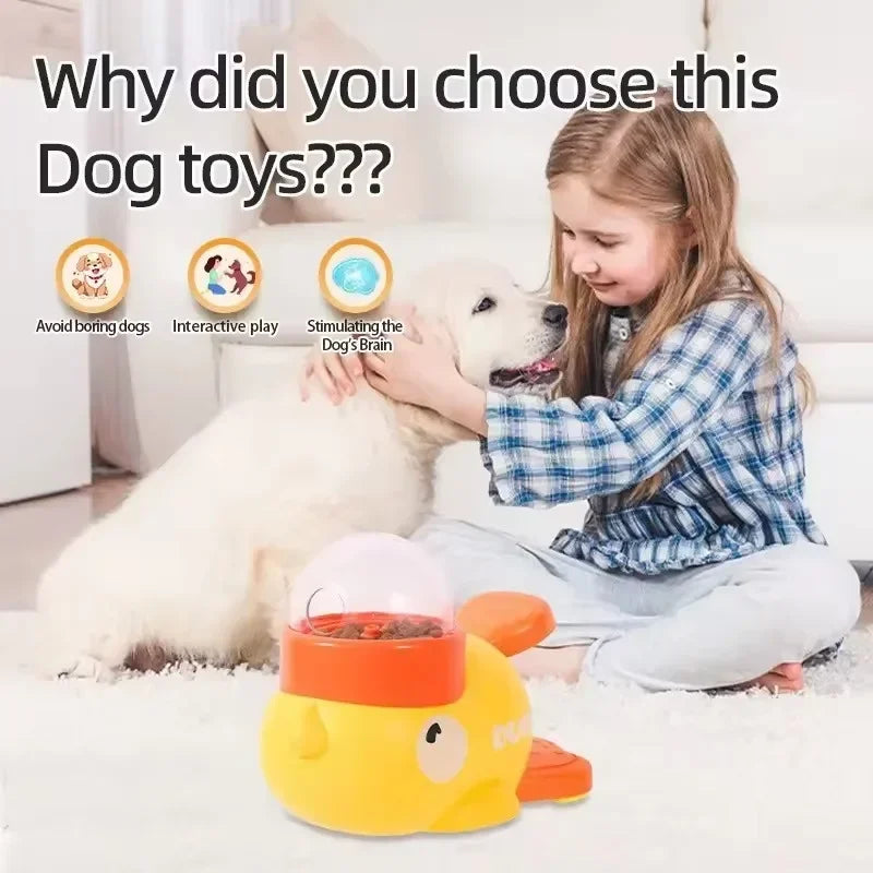 Cartoon Duck Pet Automatic Feeder Exercise Dog Intelligence Interactive Dog Food Dispenser Cat Dog Leakage of Toy Food Utensils