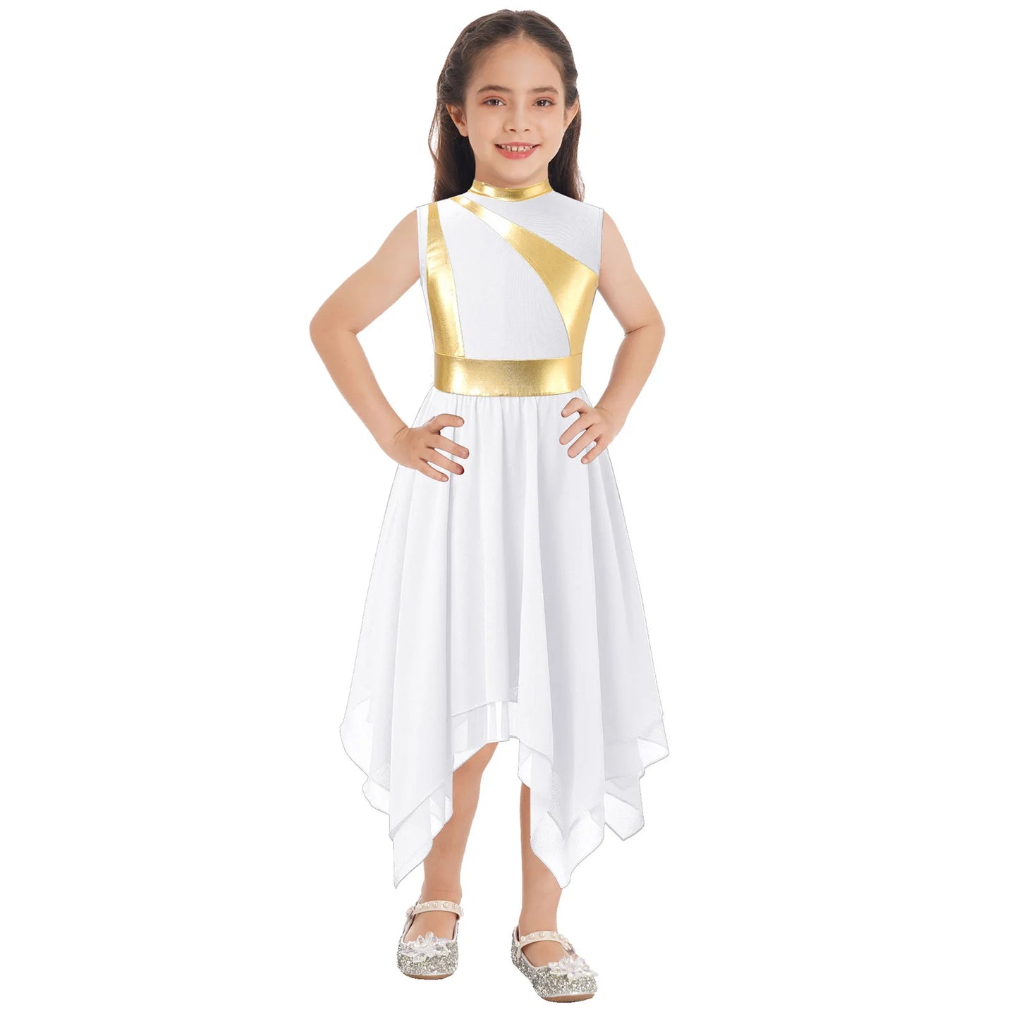 Kids Girl's Dress Praise Lyrical Dance Costume Children's Worship Dresses for Liturgical Celebration of Spirit Stage Dancewear