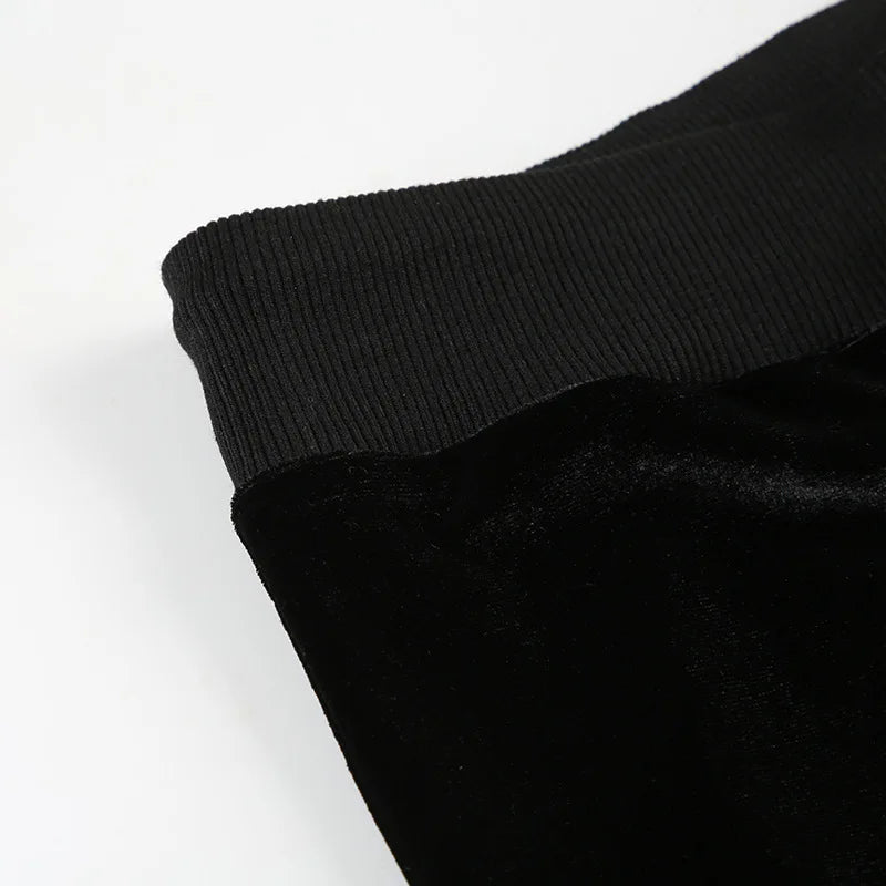 AltGoth Y2k Streetwear Gothic Velvet Pants Women Dark Cyber Punk Harajuku Grunge Pentagram Printed Low Waist Stright Pants Femme