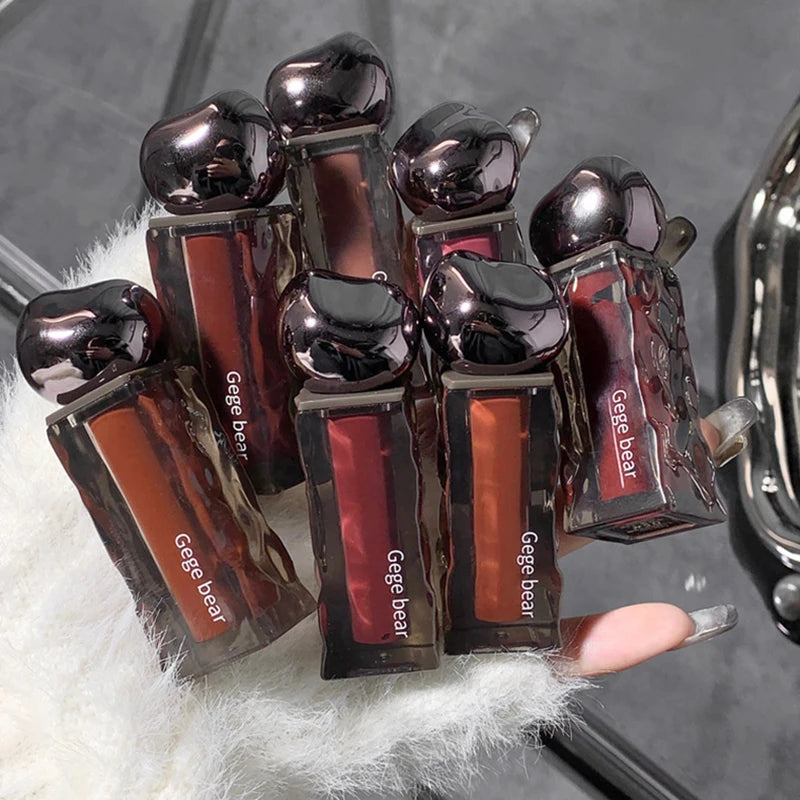 Dark Purple Lip Gloss Water Light Long Lasting Clear Moisturize Mirror Pink Peach Lip Tint Non Stick Cup Liquid Lipstick Makeup