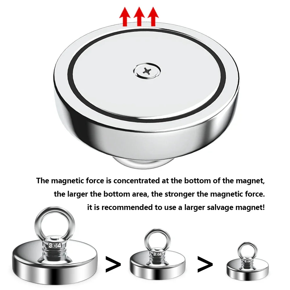 16/20/25/36/42/48/60mm Neodymium Fishing Magnet Heavy Duty Rare Earth Magnet with Countersunk Hole Eyebolt Salvage Magnetic