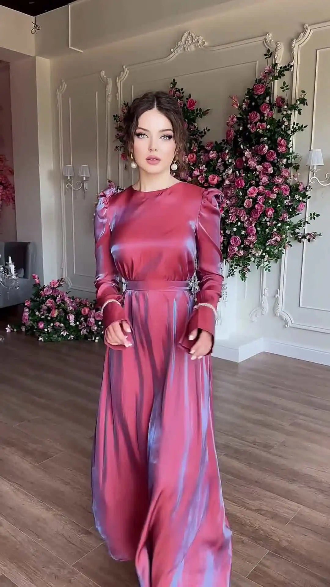 Eid Muslim Silky Satin Dress for Women Abaya Morocco Party Dresses Ramadan Lace-up Kaftan Saudi Islam Elegant Vestidos Long Robe