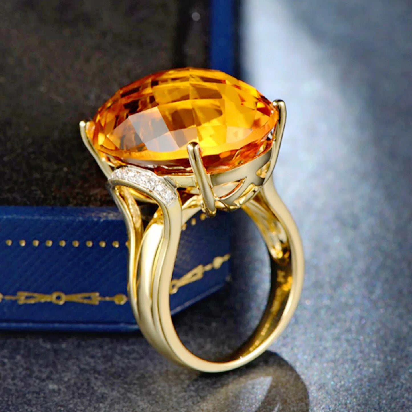 sterling silver 925 Citrine Ring with Yellow Crystal: Elegant Handmade Jewelry Gift for Women, Birthdays & Anniversaries