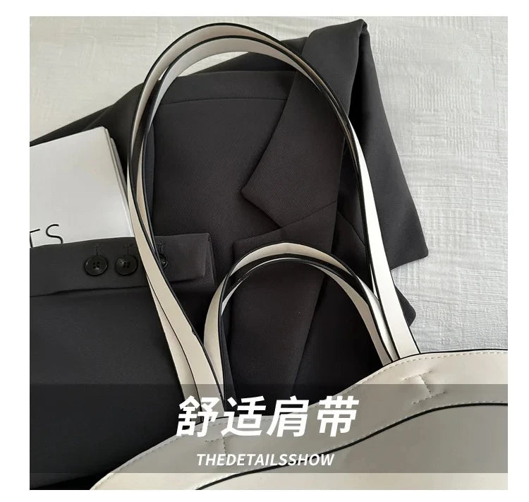 Women Tote Bag Underarm Bag Large Capacity PU Leather Shoulder Bags Vintage Solid Crossbody Bag Trendy Briefcase Bags with Purse