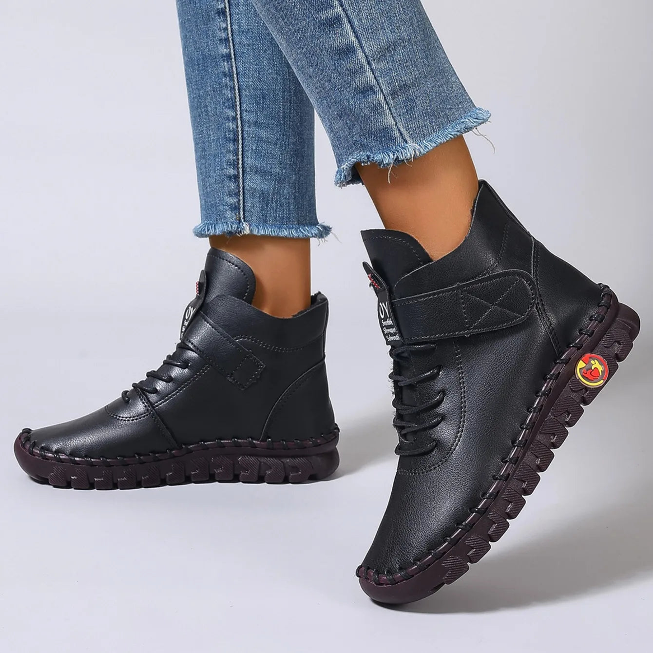 Women Boots Fashion Handmade Cotton Shoes Women Luxury Casual Thickened Warm Mom Shoes Solid Soft Comfortable Flat Ankle Boots