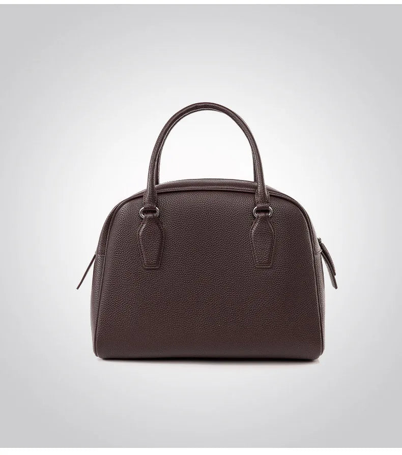New Women's Handbag, Simple Casual Bag, Large-Capacity Briefcase, Fashionable Commuter Tote Bag, Retro-Style Water-Repellent Bowling Bag