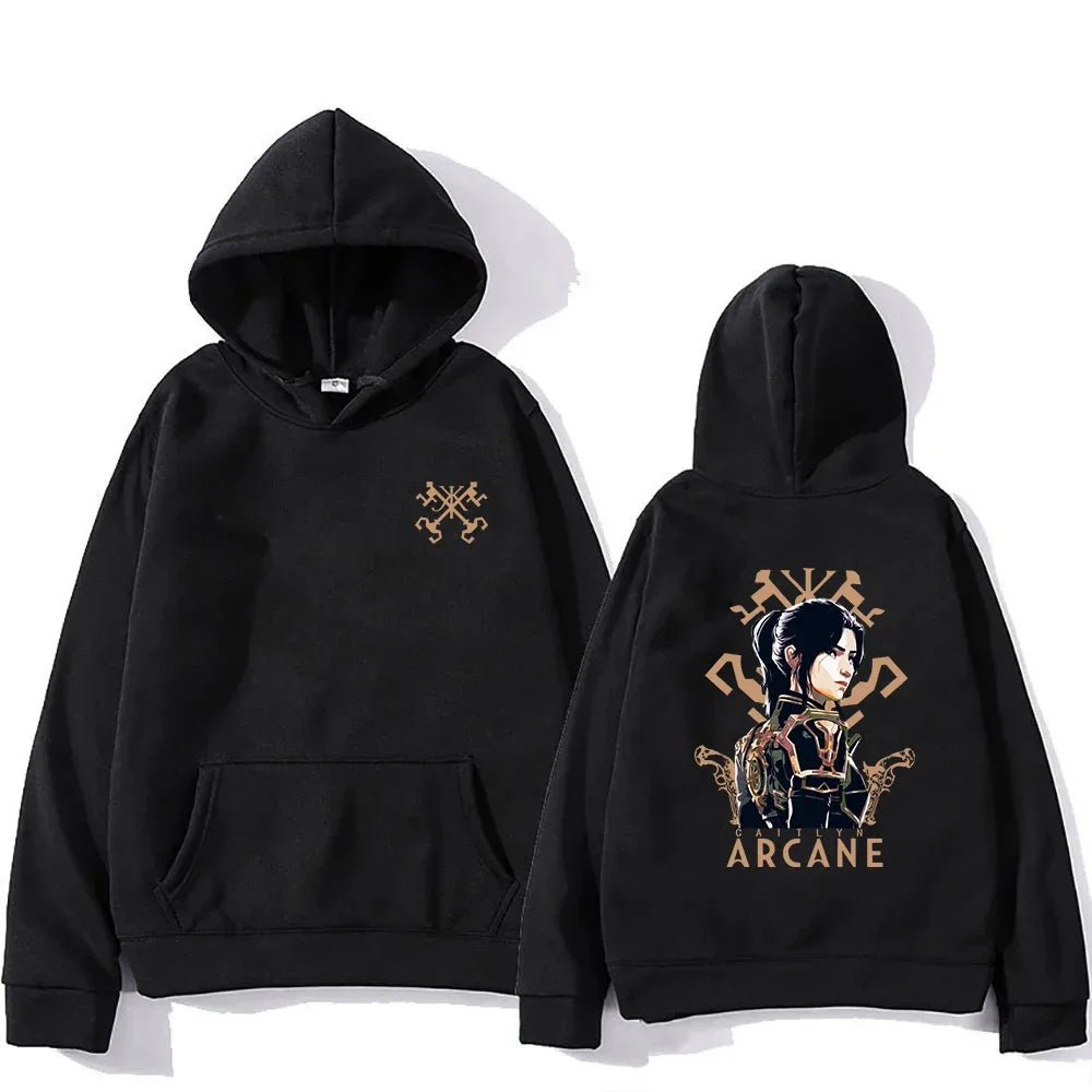 Arcane 2 Caitlyn Hoodie 2024 Anime womens Hoodies Harajuku Aesthetic Winter Fleece Pullover Sweatshirt for