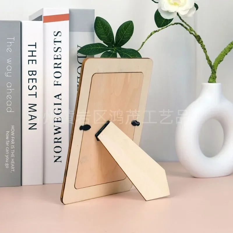 DIY Wood Picture Frames Solid Wood Photo Picture Frames Ornaments Standing Wooden Frames DIY Paintings Crafts Album Decoration