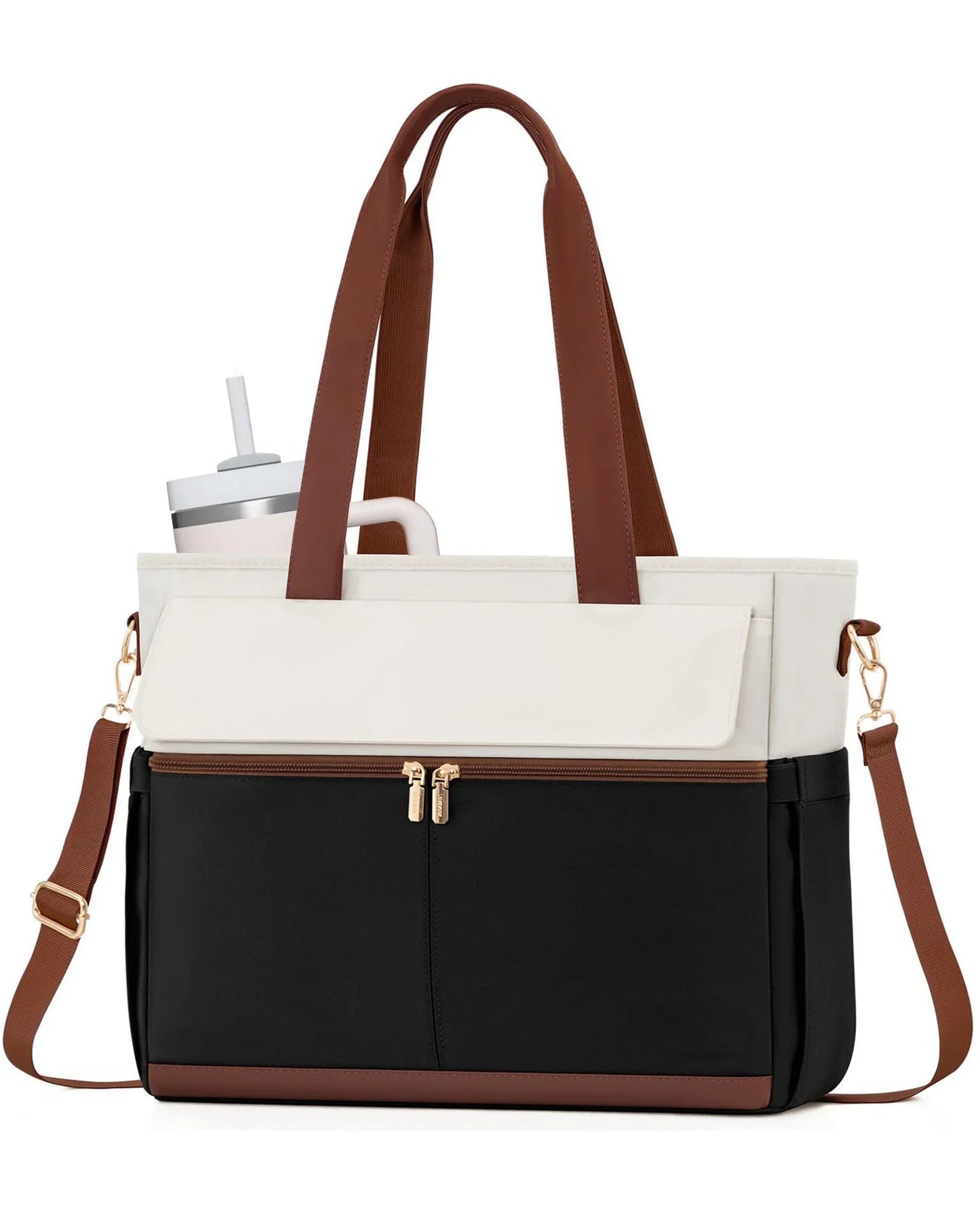 Women Laptop Tote Bag Large Capaci Handheld Shoulder Casual Crossbody Bag Commuter OL Inner Ket Nylon Fabric for 15.6 Inch Bag