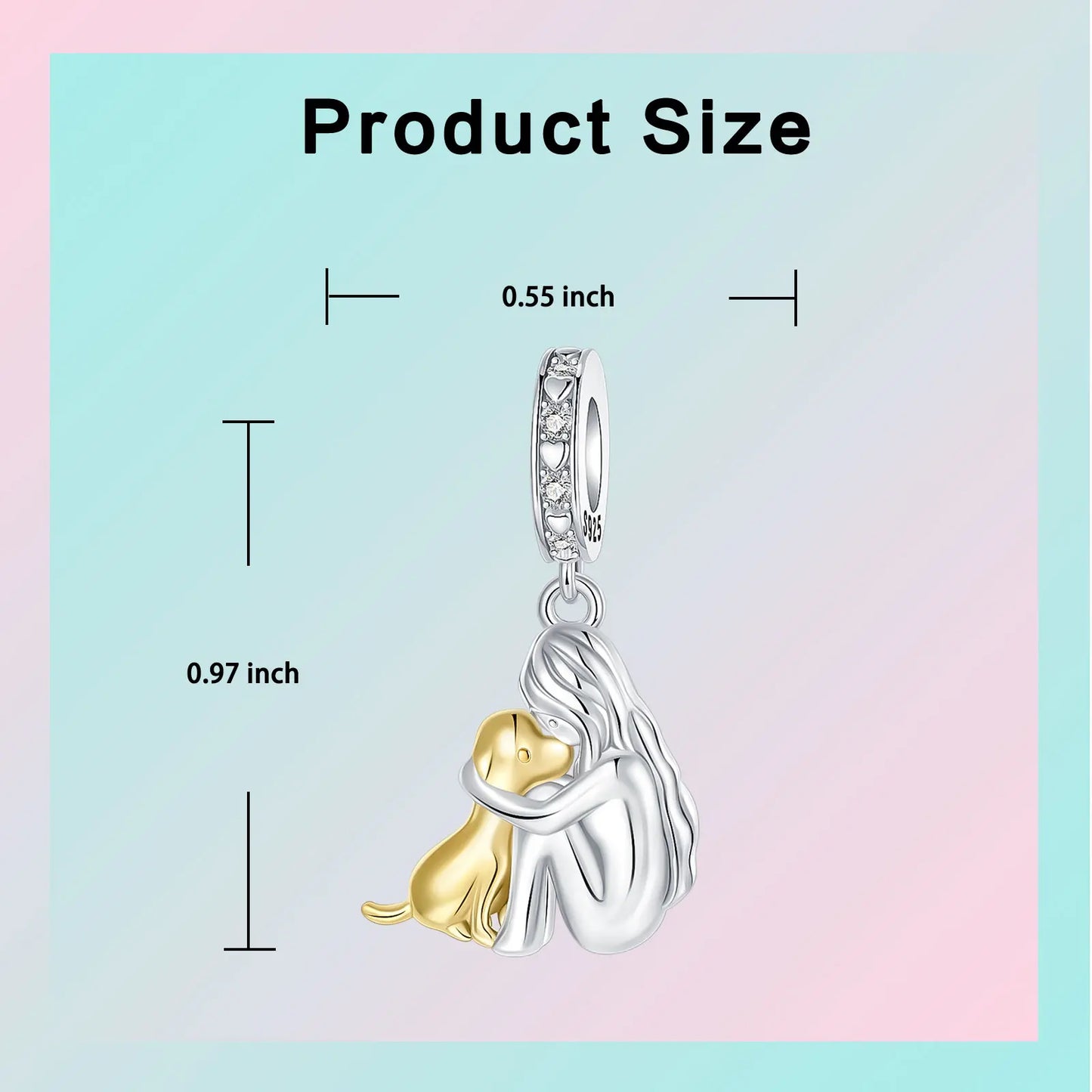 925 Sterling Silver Girl Holding Dog Charms Beads Fit Original 925 Bracelet Making Gift for Woman Jewelry Diy Fashion Pendant