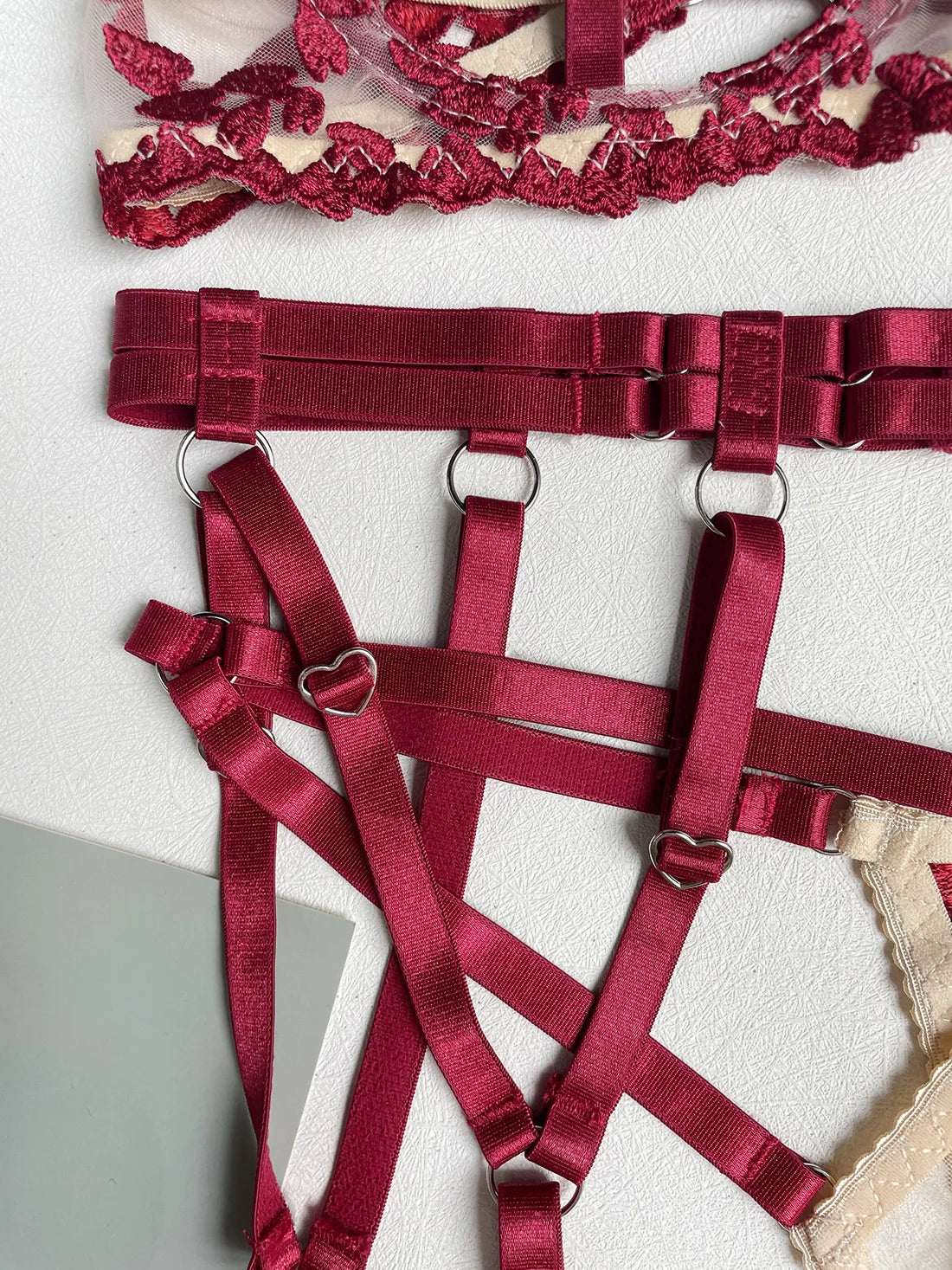 Lingerie Double color splicing strap complex heavy craft underwear 5-piece set Fantasy clothing sexy woman clogs xxx sexy set