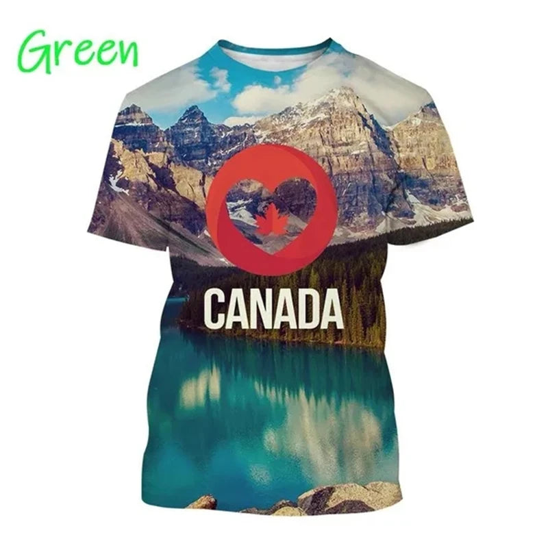 I Love Canada Flag Graphic T Shirt For Men Clothing Canadian Emblem Tee Shirts Unisex Women 3D Happy Canada Day Printing T-shirt