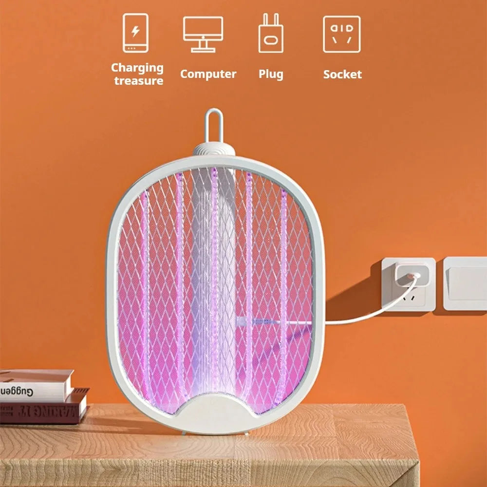 3000V Foldable Electric Mosquito Killer USB Rechargeable Fly Trap Mosquito Swatter Racket Insect Killer With UV Light Bug Zapper