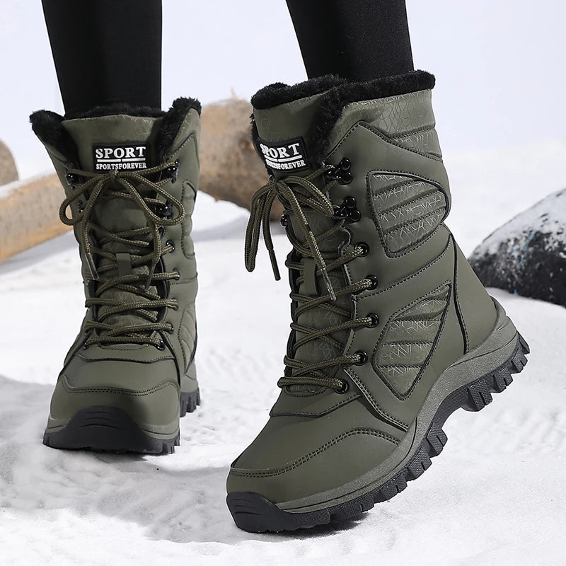 Ladies' Fashionable Snow Boots Solid Color Design Round Toe Style Ultra-fine Fiber Outer Layer Fabric Lining Rubber Sole