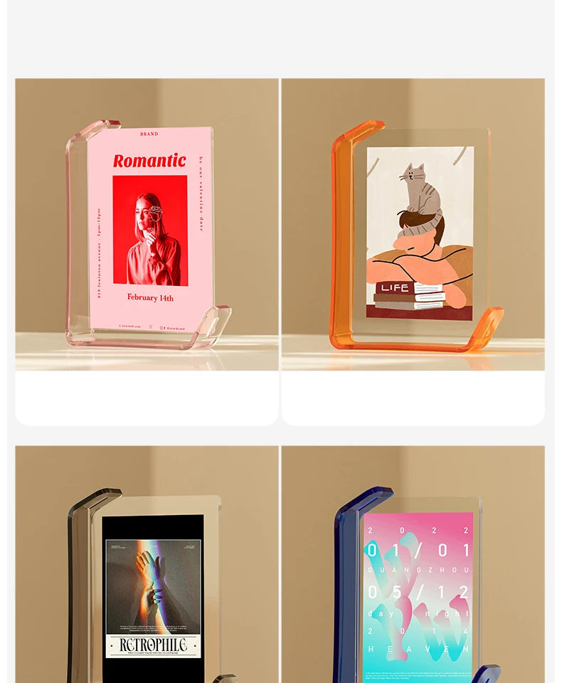 Acrylic Picture Frames Clear Picture Frames Acrylic  Frameless Transparent Cubes Floating Gift for Home Office Desktop Display
