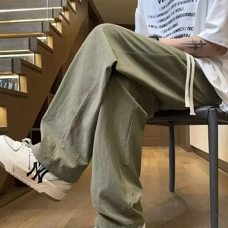 Pants Men's Summer Quick-drying Straight-leg Casual Pants for Teenagers Trendy Loose Thin Sports Wide-leg Trousers Y2k Shorts