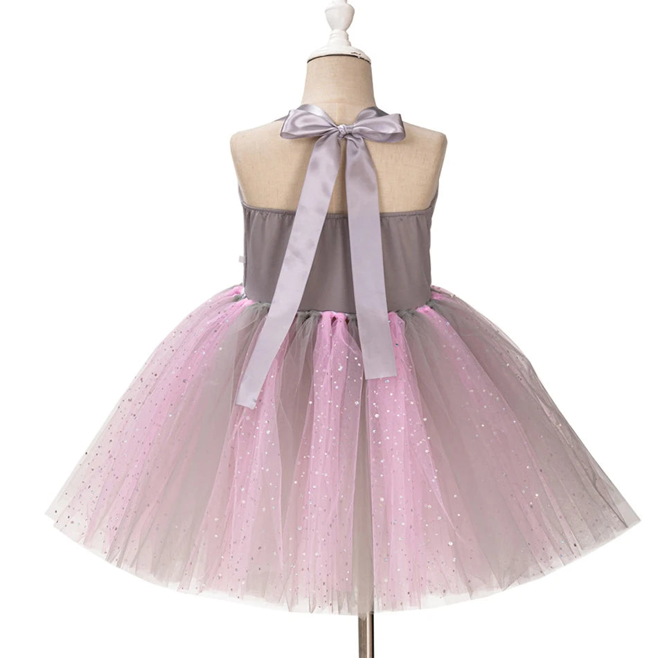Girl Cartoon Raccoon Sloth Koala Piggy Rabbit Tutu Sling Dress Children Cosplay Festival Performance Dance Costume Headband Sets