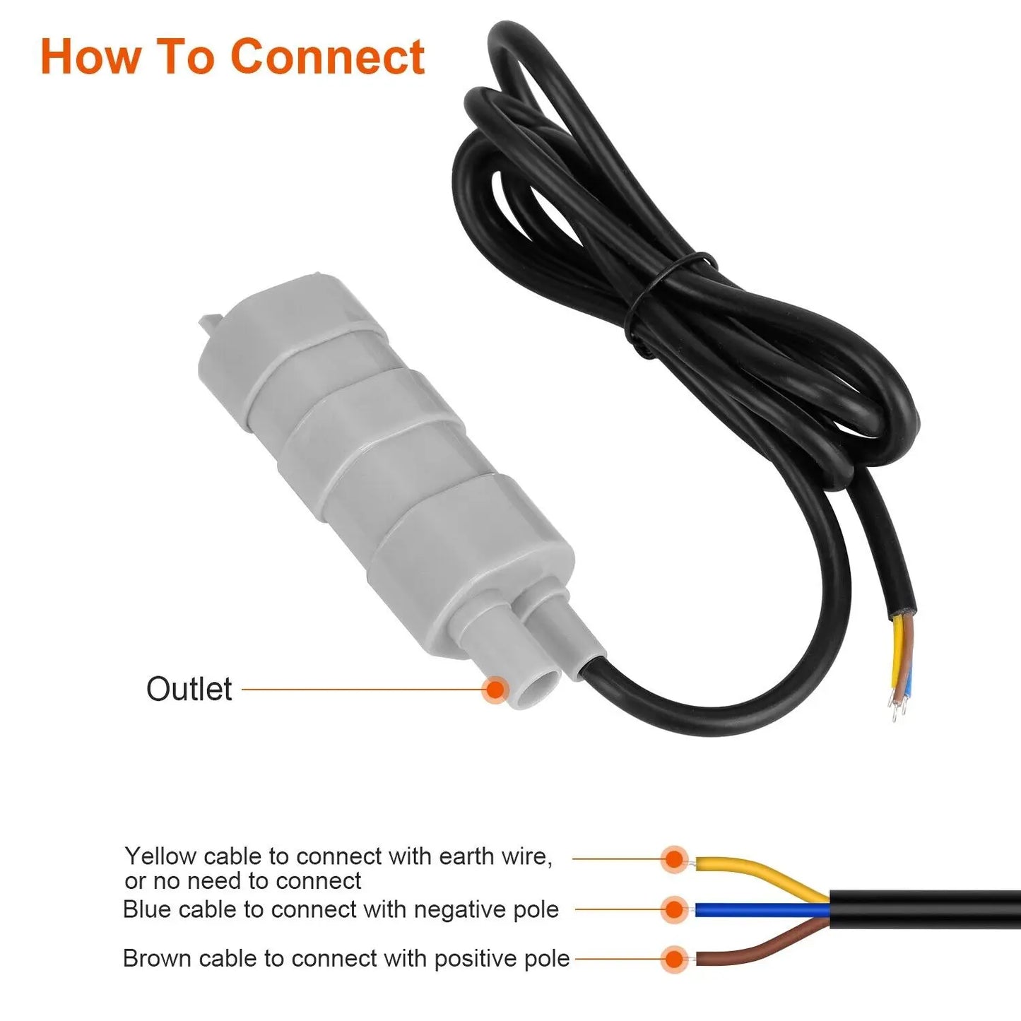 12V DC Submersible Water Pump 1000L/H High Flow 3-Wire for RV, Pond, Aquarium