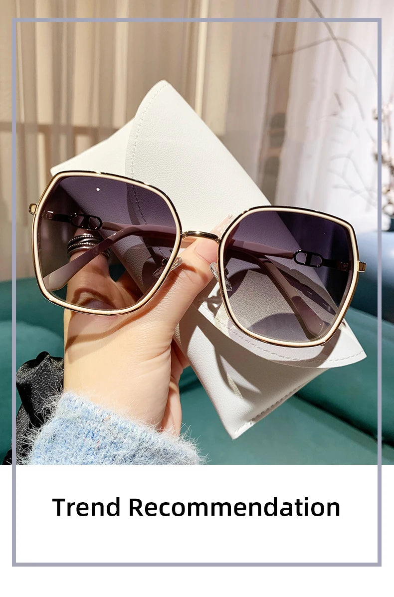 New Fashion Polarized Sunglasses Women UV400 Gradient Lens Sun Glasses Oversized Retro Square Luxury Brand Oculus