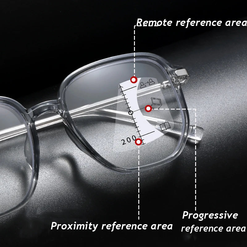 Progressive Multifocal Reading Glasses Anti Blue Light Presbyopia Eyeglasses Near Far Sight Spectacles Hyperopia Diopter To +4.0