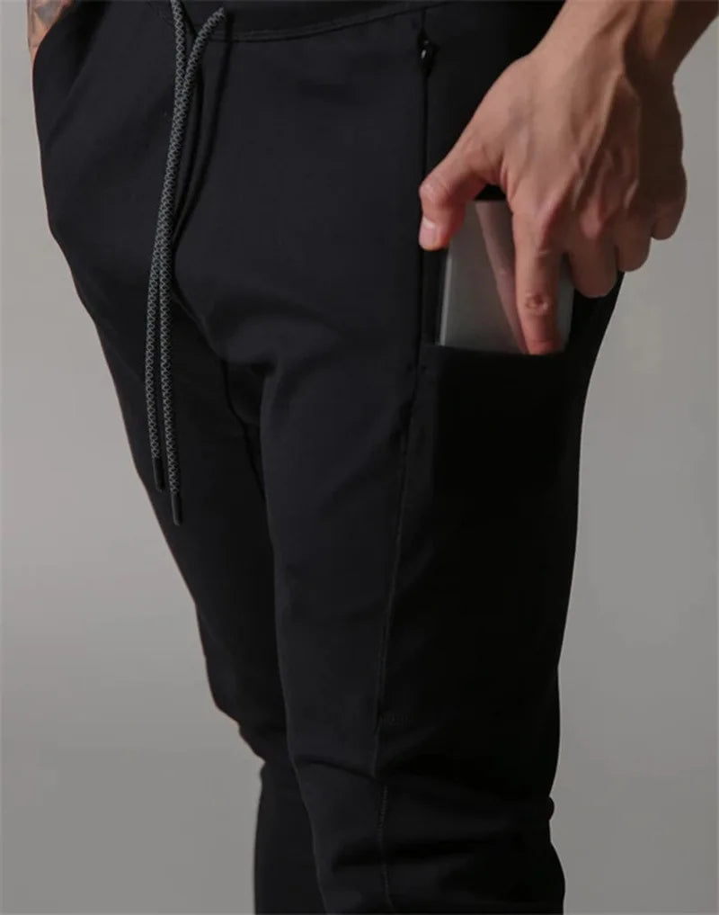 Spring and autumn sports trousers for men, running cotton slim-fitting trousers with ankle zippers, casual sweatpants