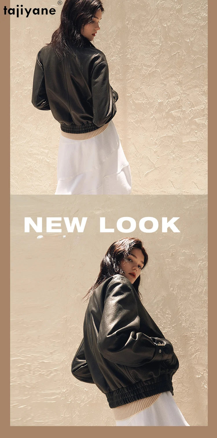 Tajiyane High-end Genuine Leather Jacket Women 2023 Short Casual Black Leather Jackets Real Sheepskin Coat Elegant Streetwear