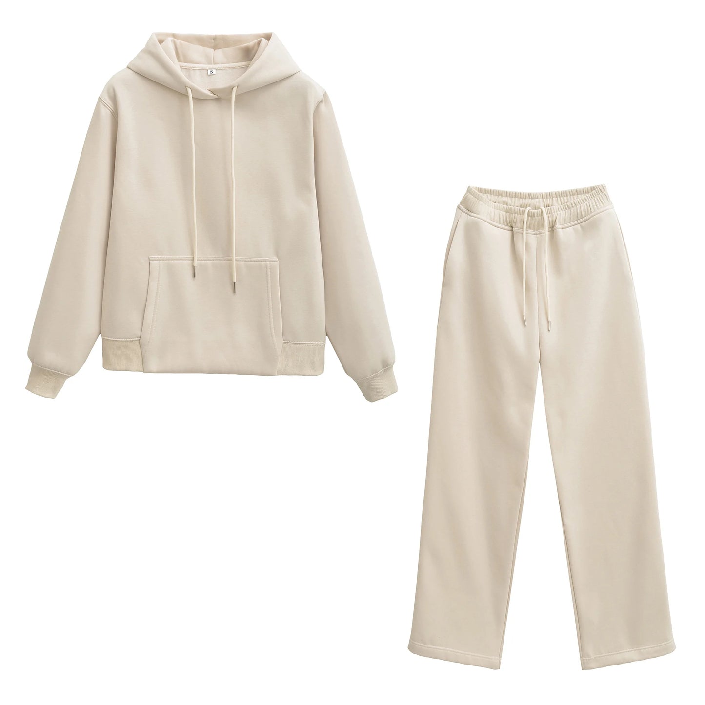 HH Women Solid Pants Suits Pullover Coats Hooded Sweatshirts Drawstring Wide Leg Trousers Autumn Casual Woman Jogging Pants Sets