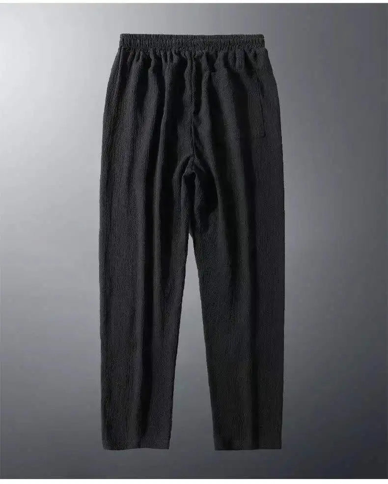 Men's Ice Silk Thin Work Pants Summer Quick Dry Lightweight Loose Fit Sporty Trousers for Office And Casual Wear
